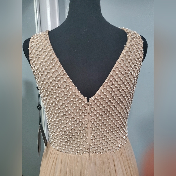 Adrianna Papell Creme Pearl Beaded Maxi Dress Sz 2 New with tags - Picture 8 of 11